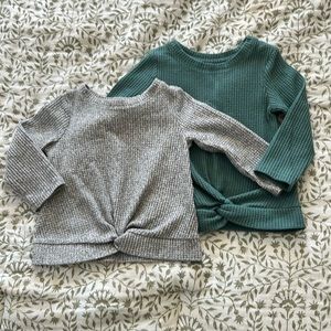 Lot of 2- waffle long sleeve with knot detail